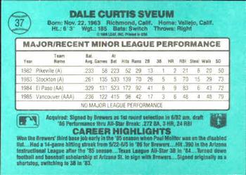 Dale Sveum  baseball card collectible - Main Image 2