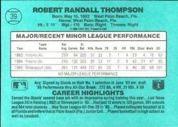 Robby Thompson  baseball card collectible - Main Image 2