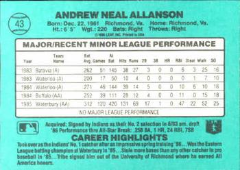 Andy Allanson  baseball card collectible - Main Image 2