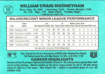 Bill Mooneyham  baseball card collectible - Main Image 2