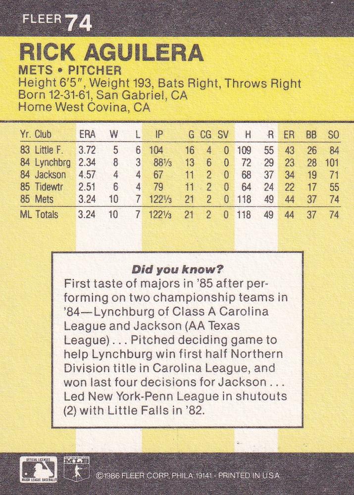 Rick Aguilera  baseball card collectible - Main Image 2