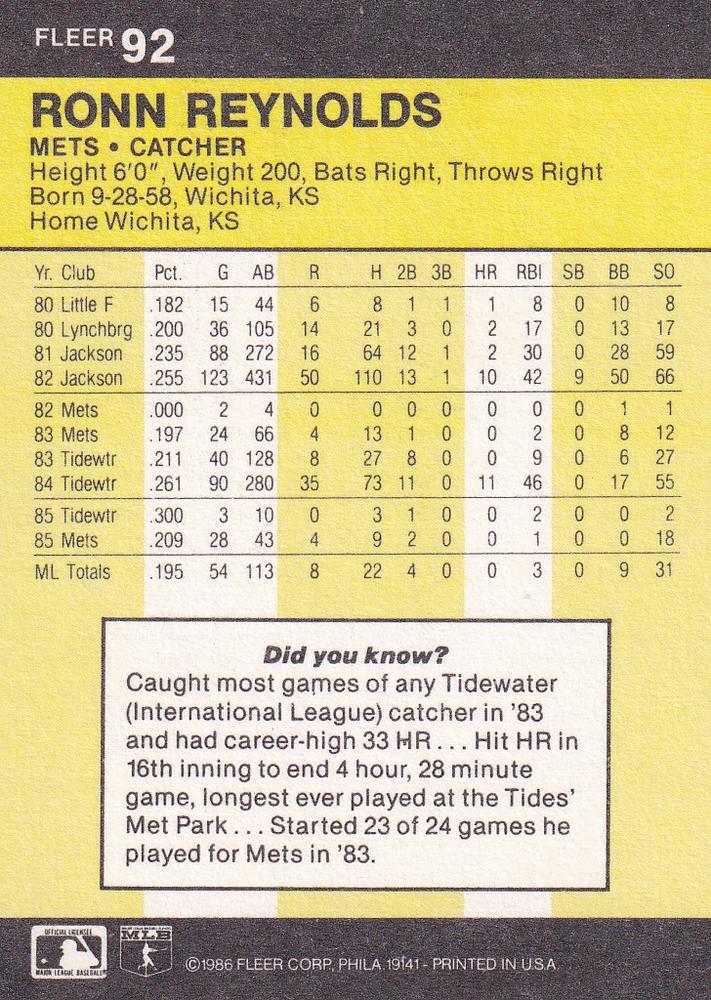 Ronn Reynolds  baseball card collectible - Main Image 2