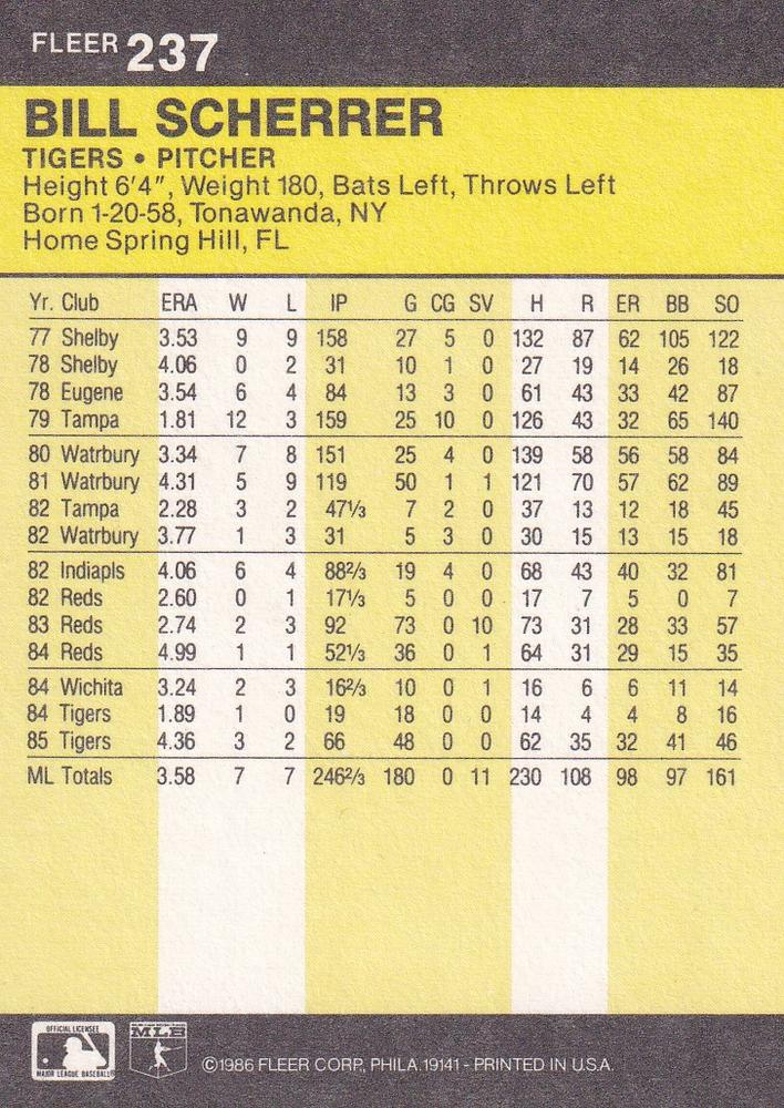 Bill Scherrer  baseball card collectible - Main Image 2