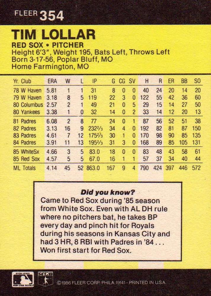 Tim Lollar  baseball card collectible - Main Image 2