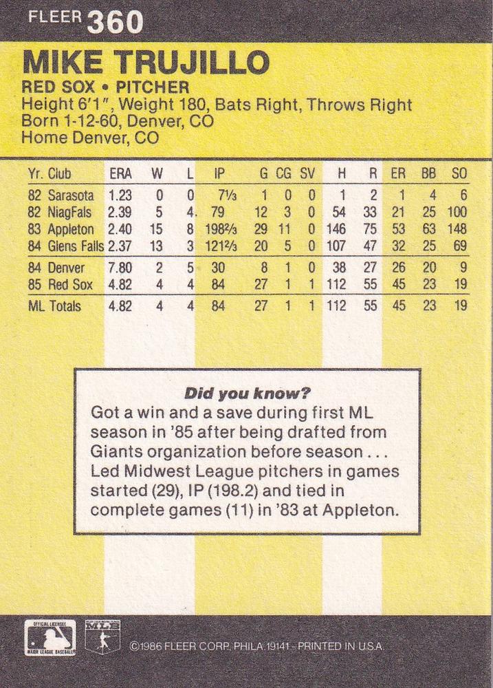 Mike Trujillo  baseball card collectible - Main Image 2