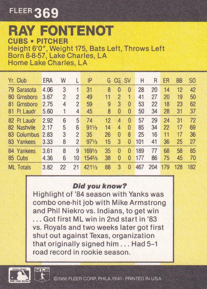 Ray Fontenot  baseball card collectible - Main Image 2