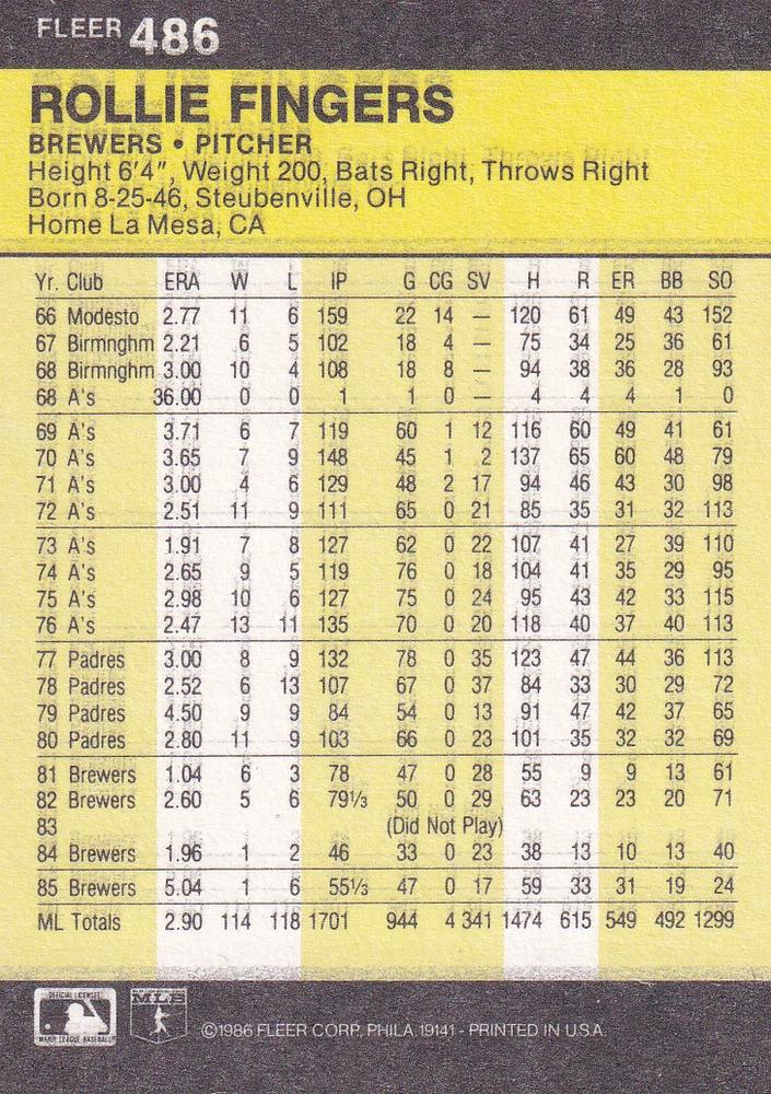 Rollie Fingers  baseball card collectible - Main Image 2