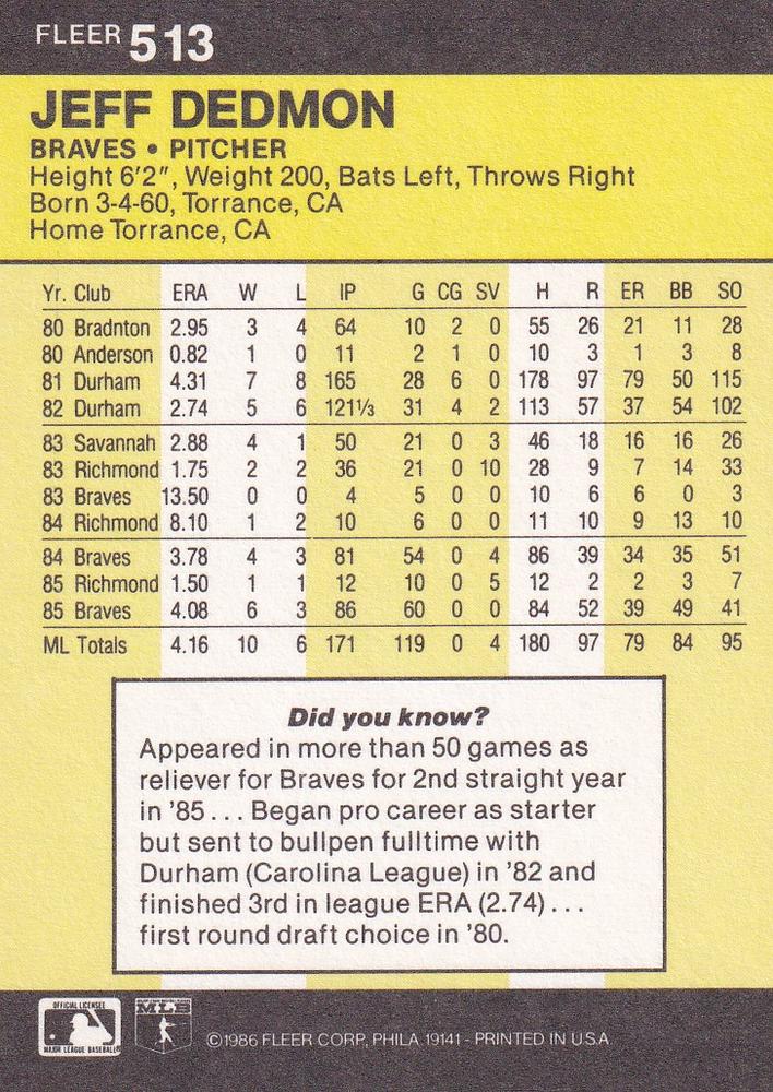 Jeff Dedmon  baseball card collectible - Main Image 2