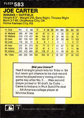 Joe Carter  baseball card collectible - Main Image 2