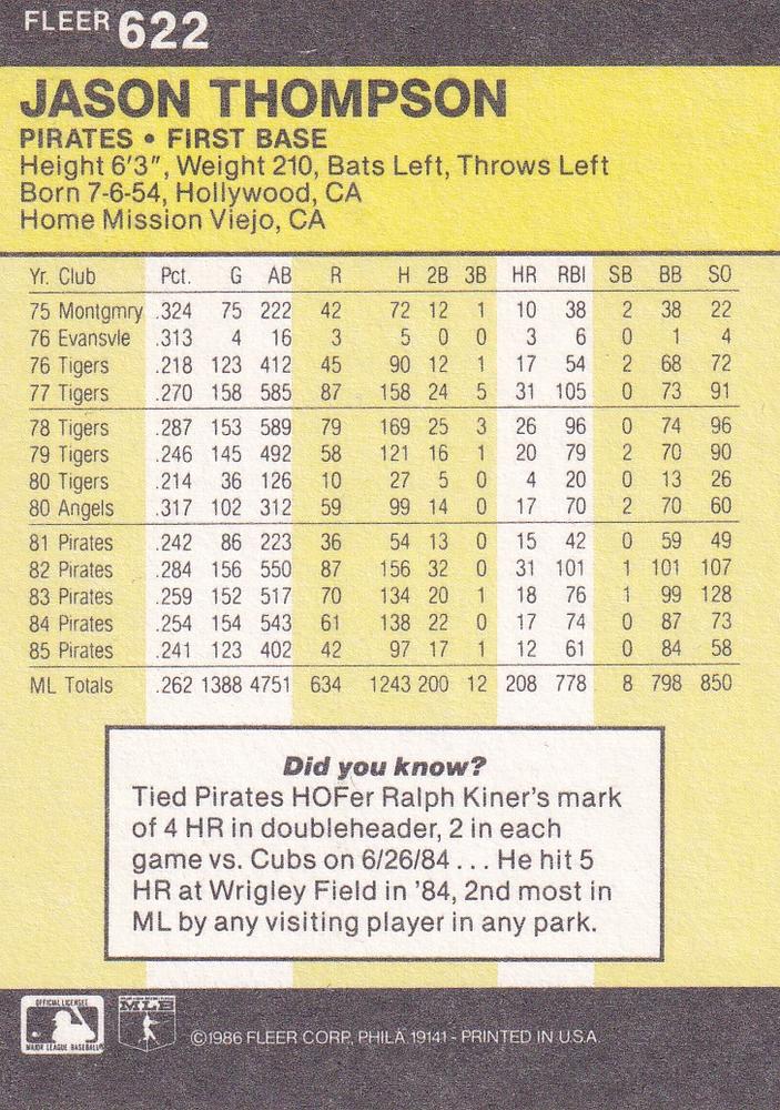 Jason Thompson  baseball card collectible - Main Image 2