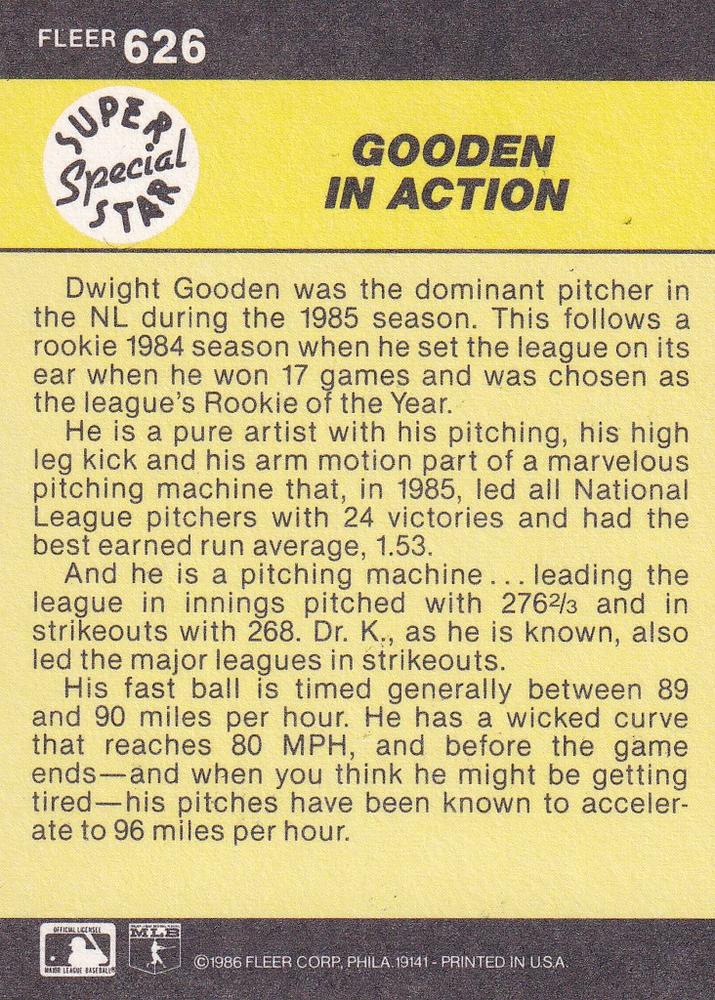 Gooden in Action  baseball card collectible - Main Image 2