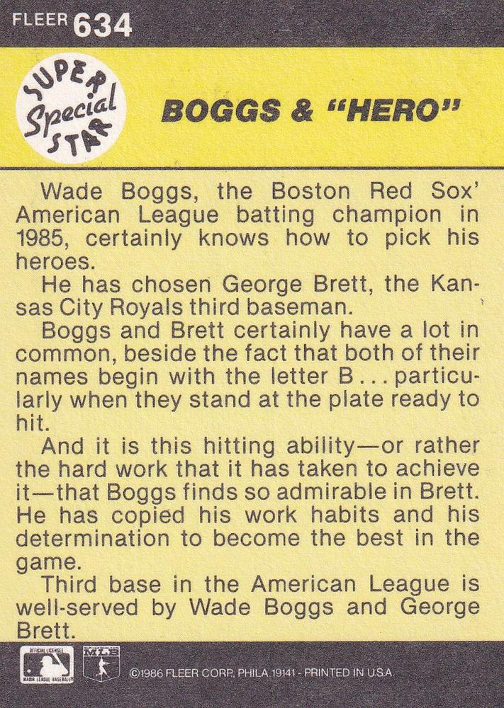 Boggs & "Hero” (Wade Boggs / George Brett) SSS,  baseball card collectible - Main Image 2