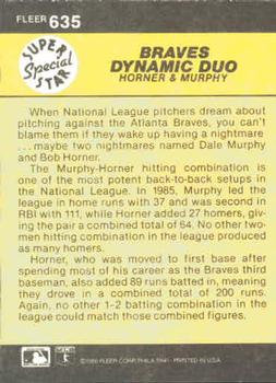 Braves Dynamic Duo (Bob Horner / Dale Murphy)  baseball card collectible - Main Image 2