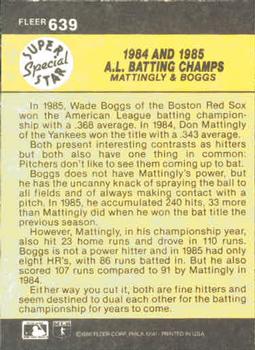 1984 and 1985 A.L. Batting Champs (Don Mattingly / Wade Boggs)  baseball card collectible - Main Image 2