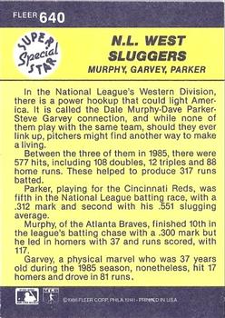 N.L. West Sluggers (Dale Murphy / Steve Garvey / Dave Parker)  baseball card collectible - Main Image 2