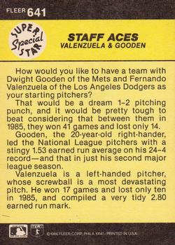 Staff Aces (Fernando Valenzuela / Dwight Gooden)  baseball card collectible - Main Image 2