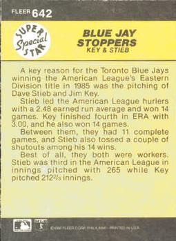 Blue Jay Stoppers (Jimmy Key / Dave Stieb)  baseball card collectible - Main Image 2