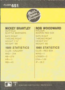 Rob Woodward / Mickey Brantley  baseball card collectible - Main Image 2