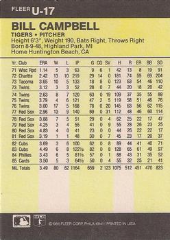 Bill Campbell  baseball card collectible - Main Image 2