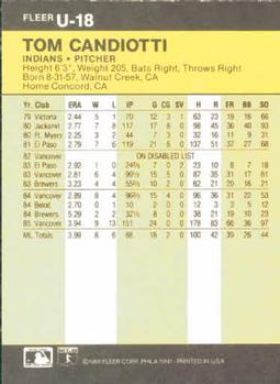 Tom Candiotti  baseball card collectible - Main Image 2