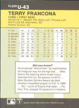 Terry Francona  baseball card collectible - Main Image 2