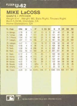 Mike LaCoss  baseball card collectible - Main Image 2