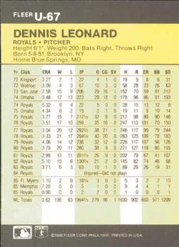 Dennis Leonard  baseball card collectible - Main Image 2