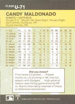 Candy Maldonado  baseball card collectible - Main Image 2