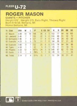 Roger Mason  baseball card collectible - Main Image 2