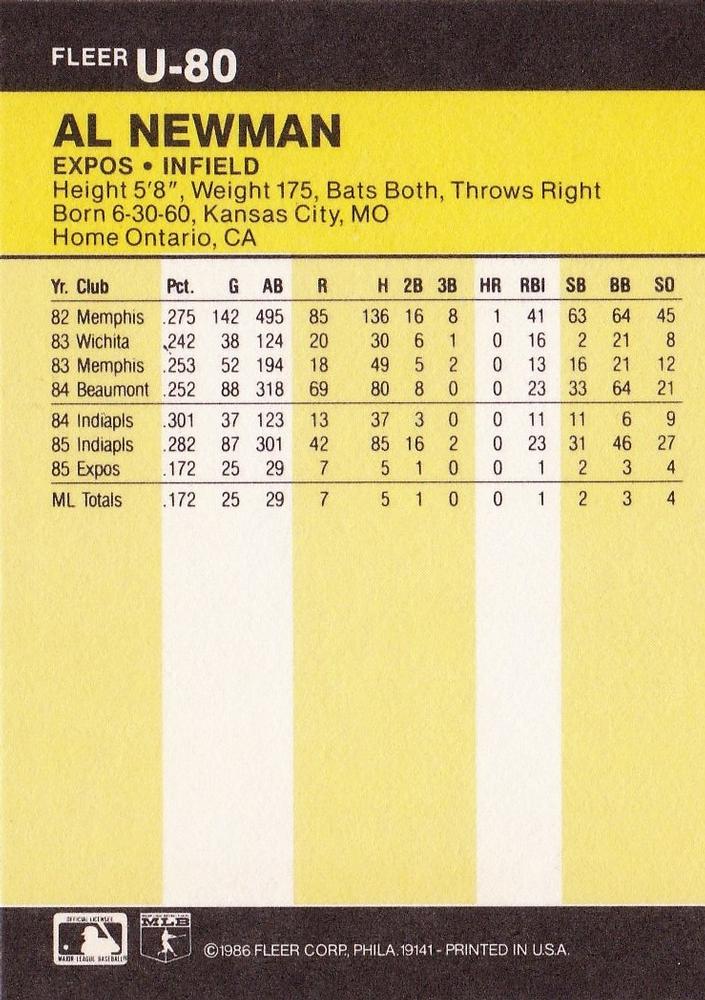 Al Newman  baseball card collectible - Main Image 2