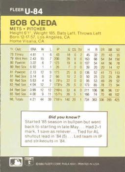 Bob Ojeda  baseball card collectible - Main Image 2