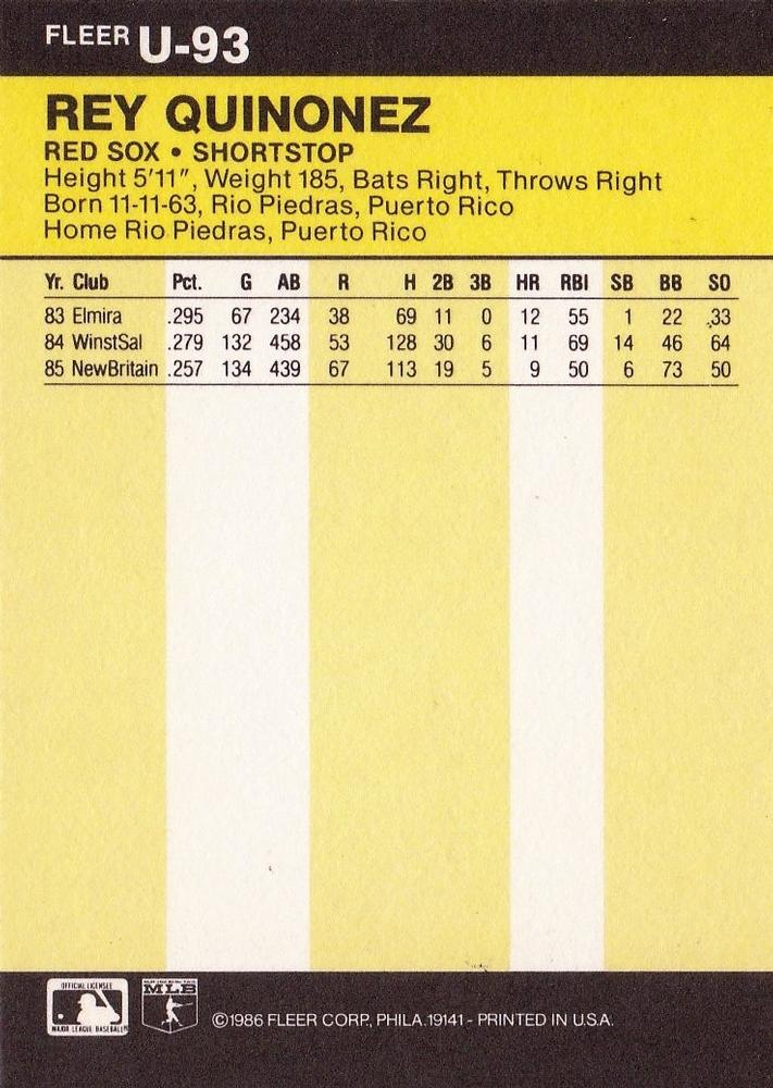 Rey Quinones  baseball card collectible - Main Image 2