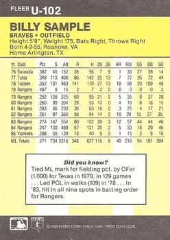 Billy Sample  baseball card collectible - Main Image 2