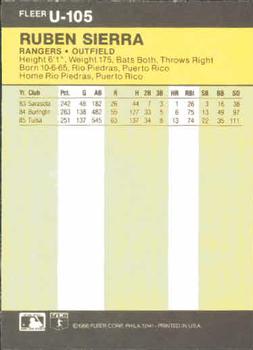 Ruben Sierra  baseball card collectible - Main Image 2