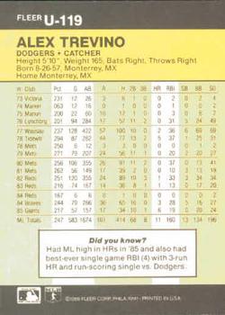 Alex Trevino  baseball card collectible - Main Image 2