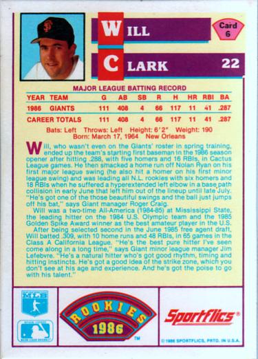 Will Clark  baseball card collectible - Main Image 2