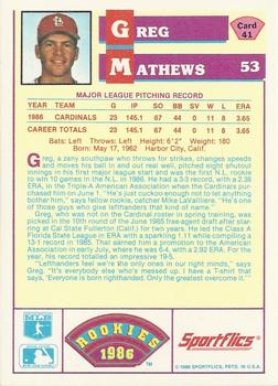 Greg Mathews  baseball card collectible - Main Image 2