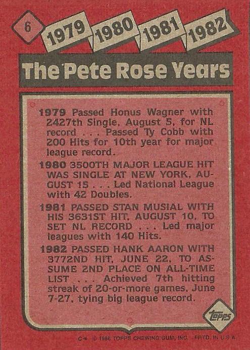 The Pete Rose Years: 1979-1982  baseball card collectible - Main Image 2