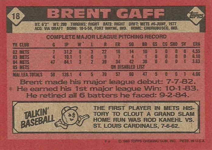 Brent Gaff  baseball card collectible - Main Image 2