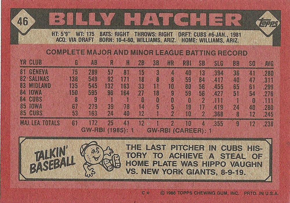 Billy Hatcher  baseball card collectible - Main Image 2
