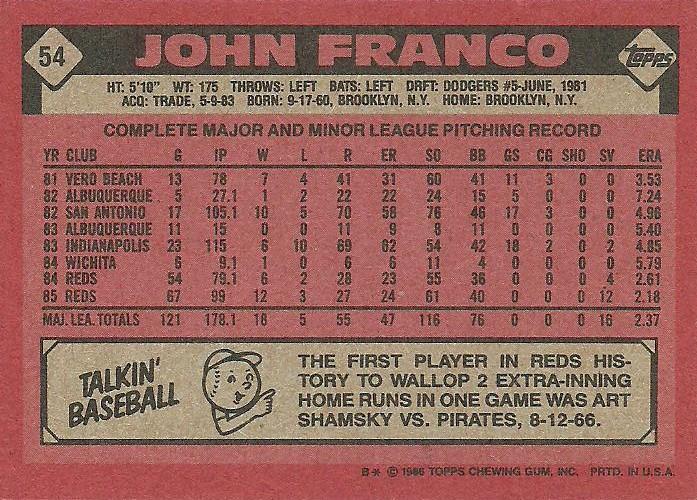 John Franco  baseball card collectible - Main Image 2