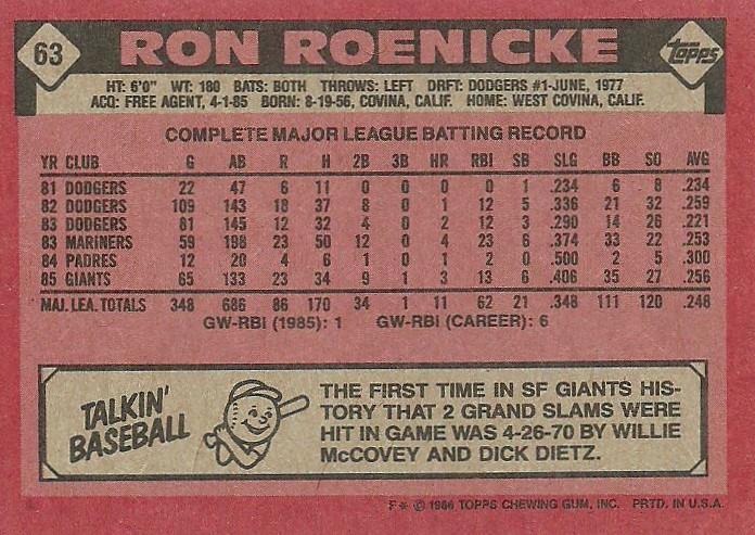 Ron Roenicke  baseball card collectible - Main Image 2