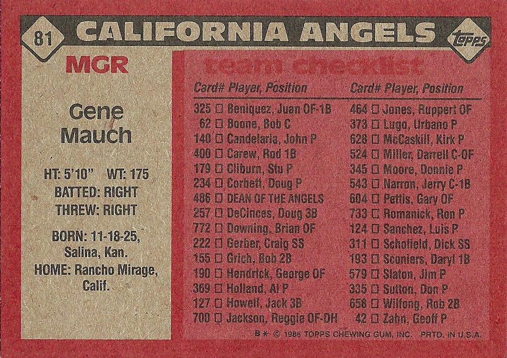 Gene Mauch  baseball card collectible - Main Image 2