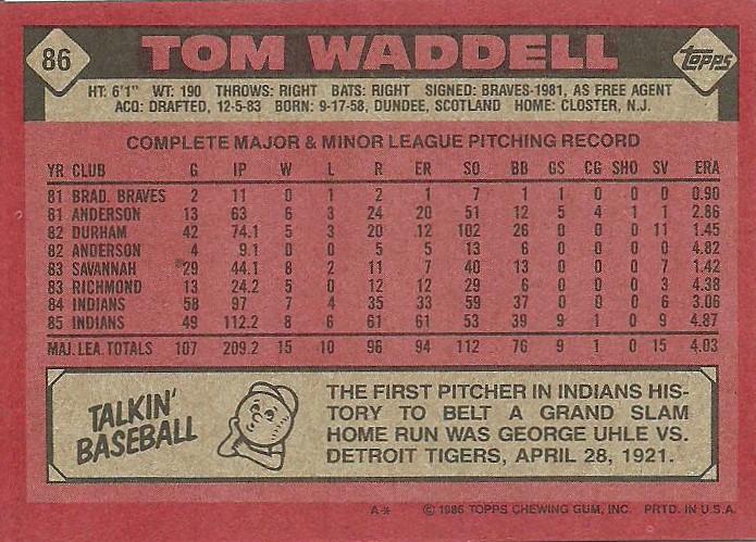 Tom Waddell  baseball card collectible - Main Image 2