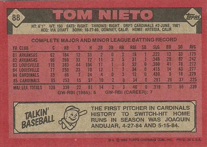Tom Nieto  baseball card collectible - Main Image 2