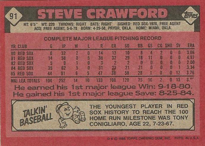 Steve Crawford  baseball card collectible - Main Image 2