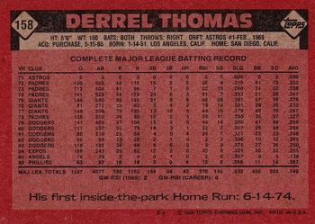 Derrel Thomas  baseball card collectible - Main Image 2