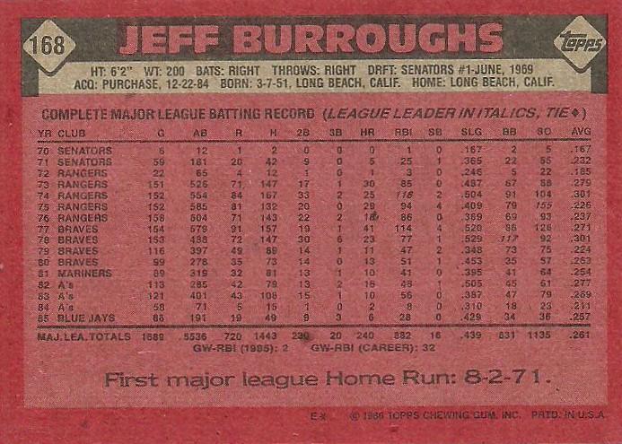 Jeff Burroughs  baseball card collectible - Main Image 2