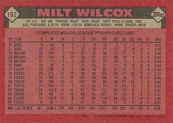 Milt Wilcox  baseball card collectible - Main Image 2
