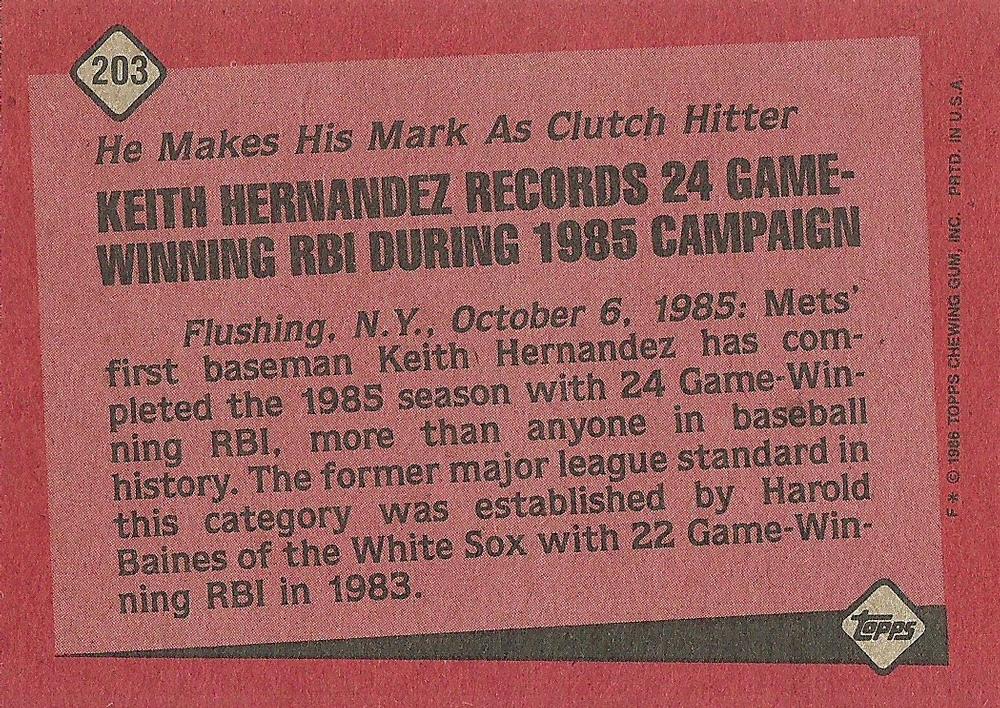 Keith Hernandez  baseball card collectible - Main Image 2